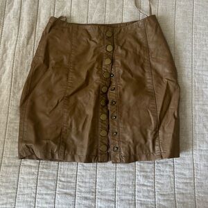 Free People Brown Mini Leather Skirt